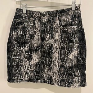 Zara snake print denim mini skirt SMALL